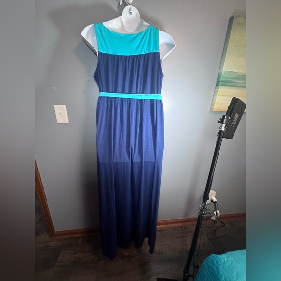 Faded Glory Blue & Teal Colorblock Maxi Dress XXL - Picture 3 of 11